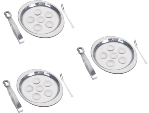 UPKOCH 3 Set Champ Vis Fourche Pince Plat Cuisine Pour Escargots Plat De Service Coquille Plat D'escargots À 6 Trous Plat Four Pour Escargots Plat Plat D'escargots