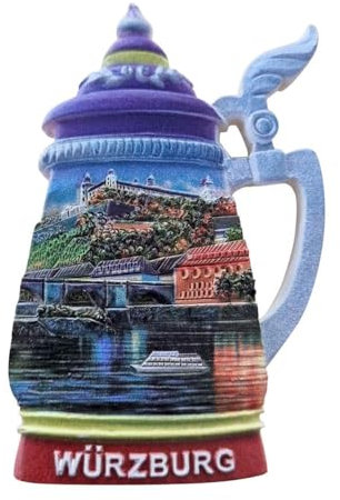 Magnet 3D Optik Würzburg | Kühlschrank-Magnet | Bierkrug Mitbringsel | Souvenir