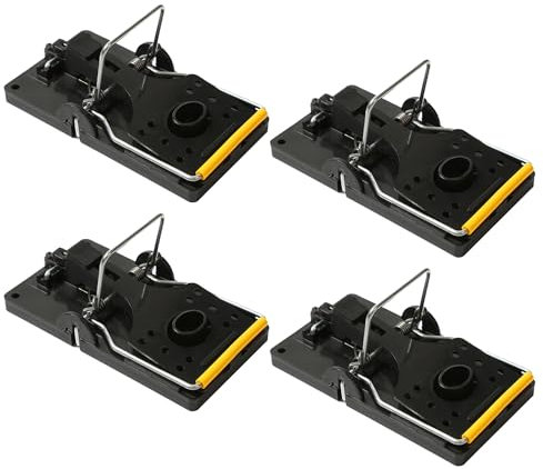 Lot de 4 Pièges À Souris, Pièges À Souris Haute Sensibilité, Pièges À Souris Domestiques en Plastique, Utilisation Intérieure et Extérieure, Faciles À Installer et À Nettoyer– Noir