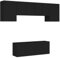 vidaXL Wohnwand 6-TLG., Schrankwand mit viel Stauraum, Wandmontage Anbauwand Fernsehschrank, Wohnzimmer Set Wandschrank, Schwarz Holzwerkstoff