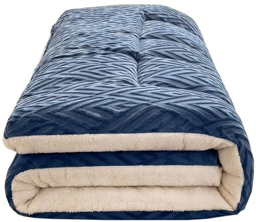 QUINTO Futon-Matratze Futon weicher Boden Faltbare tragbare Matratze Doppelter japanischer Futon japanische Tatami-Rollmatte Faltbare Matratze,Blau,90×200cm