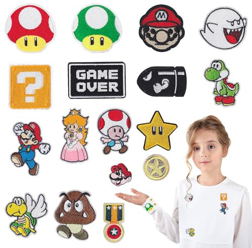 Aheagou Flicken zum Aufbügeln, 17 Stück Cartoon Bügelflicken Kinder, Aufnäher Patches cartoon Aufnäher zum Aufbügeln, Bügelflicken Kinder Flicken zum Aufbügeln für T-Shirt, Jeans, Kleidung Rucksäcke