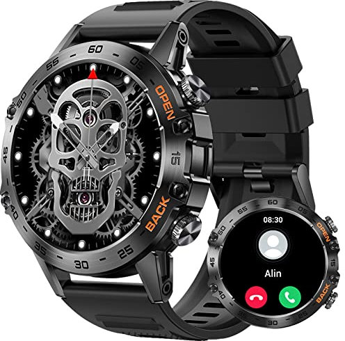 JELLOO Relojes Inteligentes Militares para Hombres Llamada Bluetooth 1,39 Smartwatch para Smasung Xiaomi Hwaiwei 400mah Reloj Deportivo con Frecuencia Cardíaca Sueño 100+ Modos Deportivos
