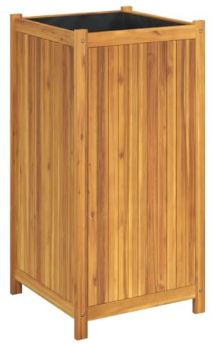 vidaXL Jardinière avec Doublure, Lit Surélevé, Bac à Fleurs, Pot de Plantes, Boîte à Fleurs Jardin Patio Terrasse, 50x50x100 cm Bois Massif d'Acacia