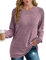 XIEERDUO Pullover Damen Sweatshirt Langarmshirt Herbst Winter Strickpullover Tunika Tshirt Elegant Oberteile Top Lila M