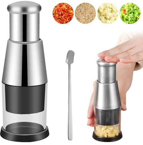 DeryArcle Gepresster Knoblauchstampfer Aus Edelstahl 304 Knoblauchhacker Knoblauchhacker Knoblauchstampfer Geeignet Zum Hacken Von Knoblauch, Schneiden Von Paprika