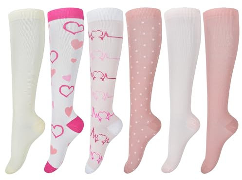 FZSECRIU 6 Paare kompressionsstrümpfe damen，kompressionsstrümpfe klasse 1，bunte socken，thrombosestrümpfe flug，stützstrümpfe
