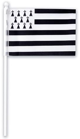 Mini drapeau breton - Tissu - 10x15cm - Avec manche en plastique - Bretagne