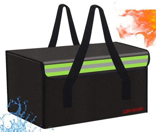 Lipo Battery Safe Bag Large Capatity Fireproof Bag for Ebike Lipo Battery Other Batteries Storage Charging Transport, Home Office Travel Battery Safe Storage Pouch (450 * 250 * 250mm)