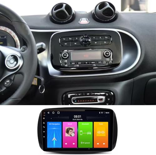 Autoradio Android con navigazione GPS, Phone Mirrorlink, Carplay, Stereo Audio Auto Radio di ricambio per Smart Forfour 4 Hatchback 453 2014/11-2024/12 / Smart Fortwo II Cabriolet Coupe 453