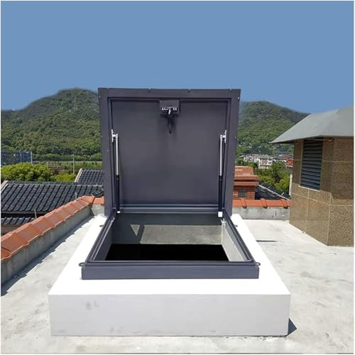 DWSSX Dachluken-Abdeckplatte, regenfest, Dachbodentreppen-Auslassdeckel aus Metall mit Gasdruckfeder und Griff sowie Gummidichtungsstreifen, Schacht-/Kellerausgangsabdeckung(31.5x31.5 in/80x80cm)