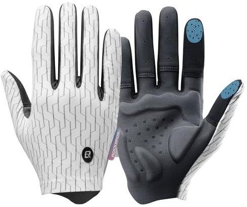 ROCKBROS Fahrradhandschuhe Herren Damen Sommer, Fahrrad Handschuhe mit Touchfunktion, Sporthandschuhe für MTB, Gravel, Laufen, Golf e Gym, Schwarz Weiß S-XL