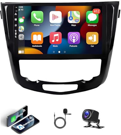 10 Inch 4G+64G Android 14 Car Stereo Radio for Nissan X-Trail T32 Qashqai J11 2013-2017 Double Din GPS Navigation Car Stereo w/Carplay Android Auto Car AHD Backup Camera Mic Mirror Link FM/RDS SWC