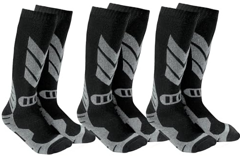 wanchel Warme Kinder Skisocken - 3 Paar aus Merinowolle und Baumwolle gefertigte Skisocken, Knielange Winter-Wärme Snowboard-Thermo-Socken für Jungen, Mädchen und Kleinkinder