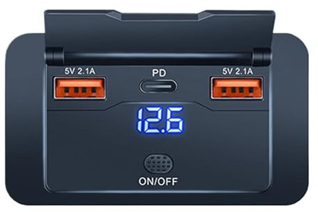 Sghtil USB-Buchse für Wohnmobil | USB-Ladegerät mit Doppel-Port 76 W | Ladepanel ohne Bohren für Fahrzeuge, Campingfahrzeuge, Boote und LKW