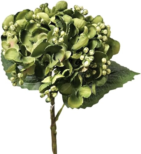 artplants.de Kunstblume Hortensie MYNMAR, grün, 35cm - Künstliche Hydrangea