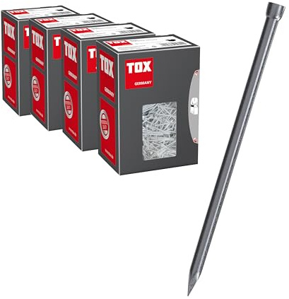 TOX Drahtstifte Nails in 4 Größen mit Stauchkopf, Set für beinahe unsichtbare Befestigungen in Holz - 2,0x40 / 2,2x50 / 2,5x60 / 3,1x70 mm - blanker Stahl, jeweils 400 g im Karton, 063909009
