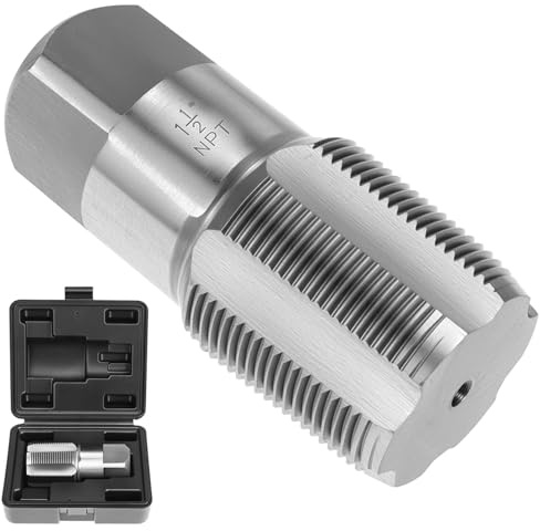QWORK 1-1/2-11-1/2 NPT Pipe Tap, Carbon Steel Threading Plumbing Tap for Plumbers Mechanics DIY Thread Cutting Tools