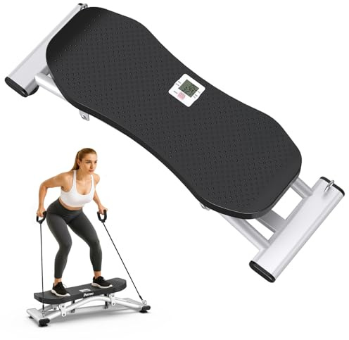 PASYOU Balance Board Ski-Simulator, Wackelbrett mit Widerstandsbändern, Balance Board Erwachsene mit LCD-Display, 150 kg Belastbarkeit, Ski-Slide-Rocker-Stepper für Ganzkörper-Workout