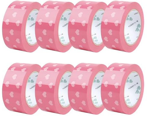 mumisuto 100 Yards x 45 mm Klebeband Pink, Klebebänder, 8 Rollen Paketband für Home Office Geschenkverpackungen Craft Verpackungen, Exquisit und Süß