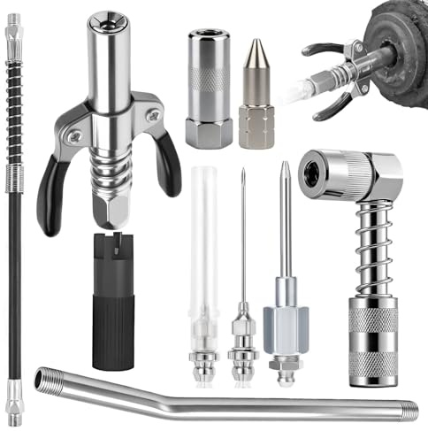 Embout Pompe a Graisse 10 Pcs，Coupleur Auto-Verrouillant Double Poignée