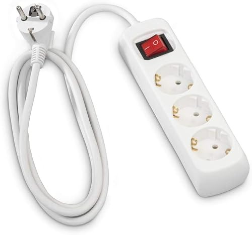 3-Fach Doppelstecker für SteckdoseSteckdosenleiste 3680W mit 1.8M Kabel，Weiß 1PCS