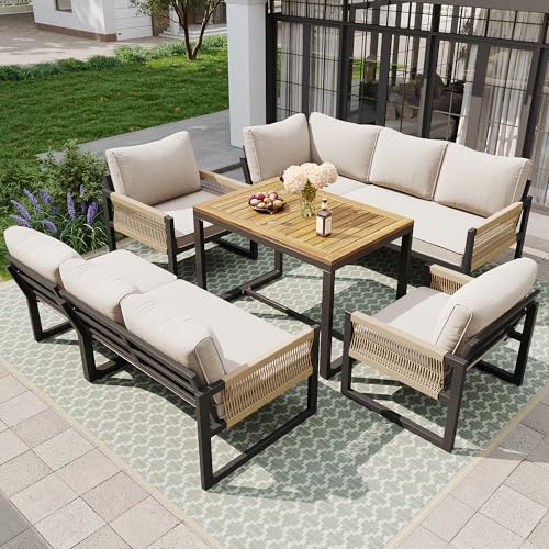Ensemble de Salon de Jardin extérieur 6/8 Personnes avec canapé, Table et chaises, mobilier de Jardin Moderne et résistant aux intempéries, idéal pour terrasses, balcons et Jardins