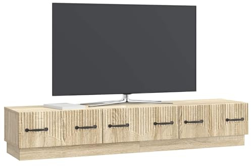 vidaXL TV-Schränk Sonoma-Eiche 147 x 34,5 x 27 cm Holzwerkstoff, Moderner Wohnraum, rechteckiges Design, viel Stauraum, schicke Mediamöbel, Platz für Deine Technik