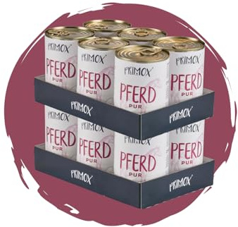 PRIMOX Hundefutter nass PUR Pferd, 12x 400 g - Natürliches Nassfutter mit 70% Fleischanteil - Monoprotein-Quelle ohne Getreide & Zucker - Mit Tierärzten entwickelt