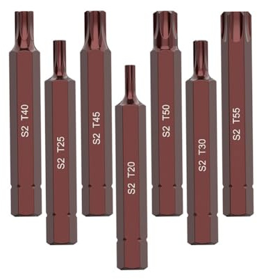 JoyousMall Para puntas Torx largas, para T20 25 30 40 45 50 55 75 mm vástago hexagonal para destornillador eléctrico