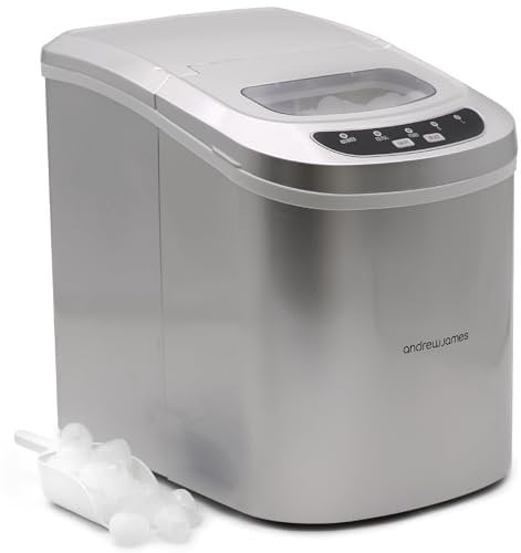 2.2L Andrew James Ice Maker Machine – Portable Countertop Ice Machine for Home, Electric Ice Dispenser with Scoop & Basket, Self-Cleaning, Small or Large Ice Cubes