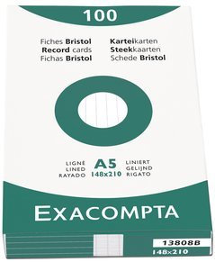 EXACOMPTA Karteikarten, liniert/13808B, weiß, A5, Inh. 100