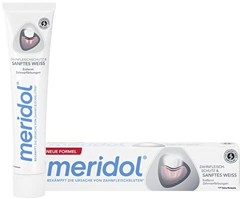 meridol Zahnpasta Sanftes Weiss 75 ml - antibakterieller Effekt, Zahncreme schützt vor Zahnfleischentzündungen, für natürlich weiße Zähne
