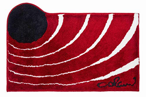 Grund COLANI Exklusiver Designer Badteppich 100% Polyacryl, ultra soft, rutschfest, ÖKO-TEX-zertifiziert, 5 Jahre Garantie, Colani 2, Badematte 80x150 cm, rot