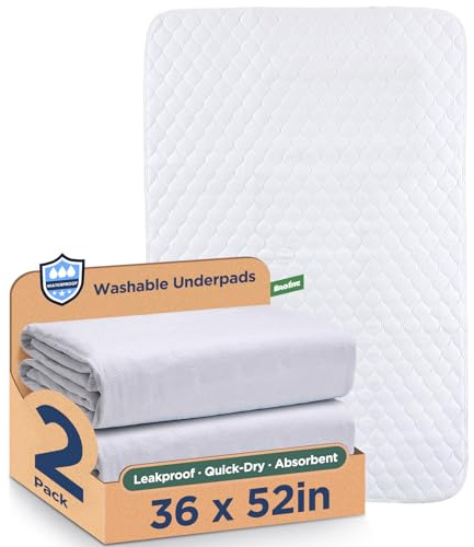 waschbar Matratzenschutz, wasserdichte bettunterlage, , betteinlagen waschbar , nässeschutz matratzenauflage - 86 x 132 cm（2er）
