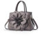 Nicole & Doris Handtaschen Damen Klein Elegante Damen Schultertaschen PU Leder Designer Umhängetasche Blumenhandtasche Grau