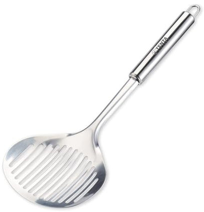 TENTA KITCHEN Multi Kitchen Utensil Stainless Steel Skimmer Slotted Fish Turner Spatula Spoon Colander Drain Spoon Water Filter Spoon Hot Pot Scoop Comfortable Grip Design Strainer Ladle For Kitchen