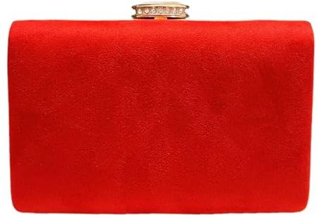 LeahWard Women's Clutch Bag Suede Wedding Evening Party Handbags 672 (Red)