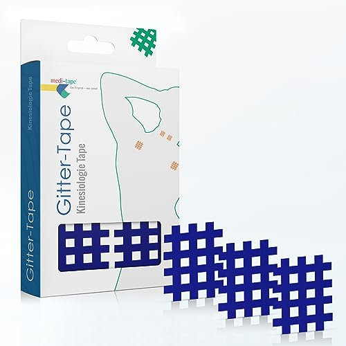Medi-Tape Gittertape Typ B – 120 Stück Gitterpflaster, Hochwertiges Akupunkturpflaster - Cross Tape Schmerzpunkte oder als Narbenpflaster, Selbstklebend und vielseitig einsetzbar, Blau