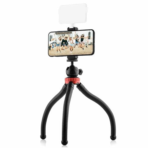 Octopus Travel Tripod Flexible with Mobile Phone Holder for iPhone, Android Phone and Camera
