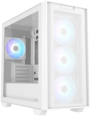 ASUS A21 Plus - Chasis mATX (Compatible con disipador de CPU de 165 mm, radiadores de 360 mm, Tarjeta gráfica de 380 mm, Fuente de alimentación ATX, Placa Base con Conector Oculto, Color Blanco)