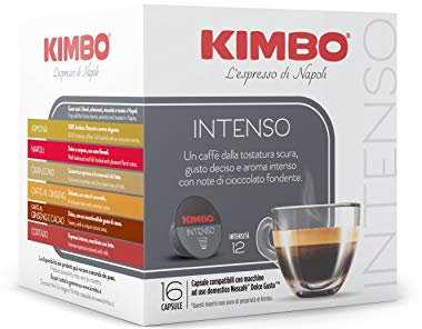 Capsules de café Kimbo Intenso, compatibles avec Dolce Gusto Nescafè, 6 paquets de 16 capsules (total 96 capsules)