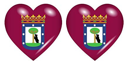 Akachafactory 2X Sticker Aufkleber Flaggen Flagge Fahne Herzen Madrid