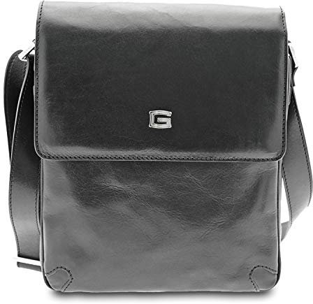 GIUDI ® Herren Tasche aus Rindsleder, echtes Leder, Made in Italy, Umhängetasche für Herren, Schwarz (Schwarz) - 4640/GD