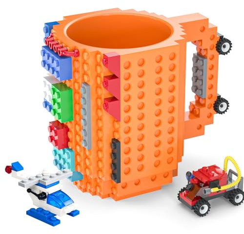 DAYMOO Brick Mug,Tasse à Café,Mug Noel,Cadeau Original Anniversaire rigolo Homme Papa Amie Garçon Fille,Idee cadeau Noël,Pâques,Halloween, Orange