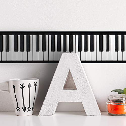 Hiser 2m Kitchen Bathroom Marble Wall Tile Stickers, DIY Rectangle 3D Northern Europe Decals Sticker for Kitchen Living Room Bathroom Home Decor Self-Adhesive (Black and white piano,10x200cm)