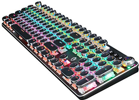 XIEJ Clavier Mécanique Rétroéclairé LED Rétro-éclairé 104 Touches Inspiration Vintage USB Clavier Mécanique RGB Gaming Clavier pour PC/Mac/Gamer