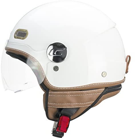 CGM Casco demi jet visiera sagomata, 109I GLOBO ITALIA, Bianco Verde Rosso, XS (53-54cm)