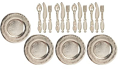 Melody Jane Dolls Houses Dollhouse 4 Place Setting Silverware Dishes & Cutlery 1:12 Dining Accessory