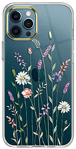luolnh iPhone 11 Pro Case,iPhone 11 Pro Cute Case with Flowers,for Girly Women,Shockproof Clear Floral Pattern Hard Back Cover for iPhone 11 Pro 5.8 inch 2019 -Wildflowers